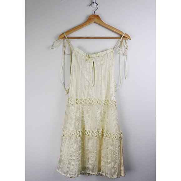 LOVERS + FRIENDS *NWT* Thistle Mini Dress in Ivory Gold Metallic Accents XXS - Picture 8 of 8